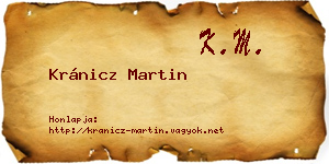 Kránicz Martin névjegykártya